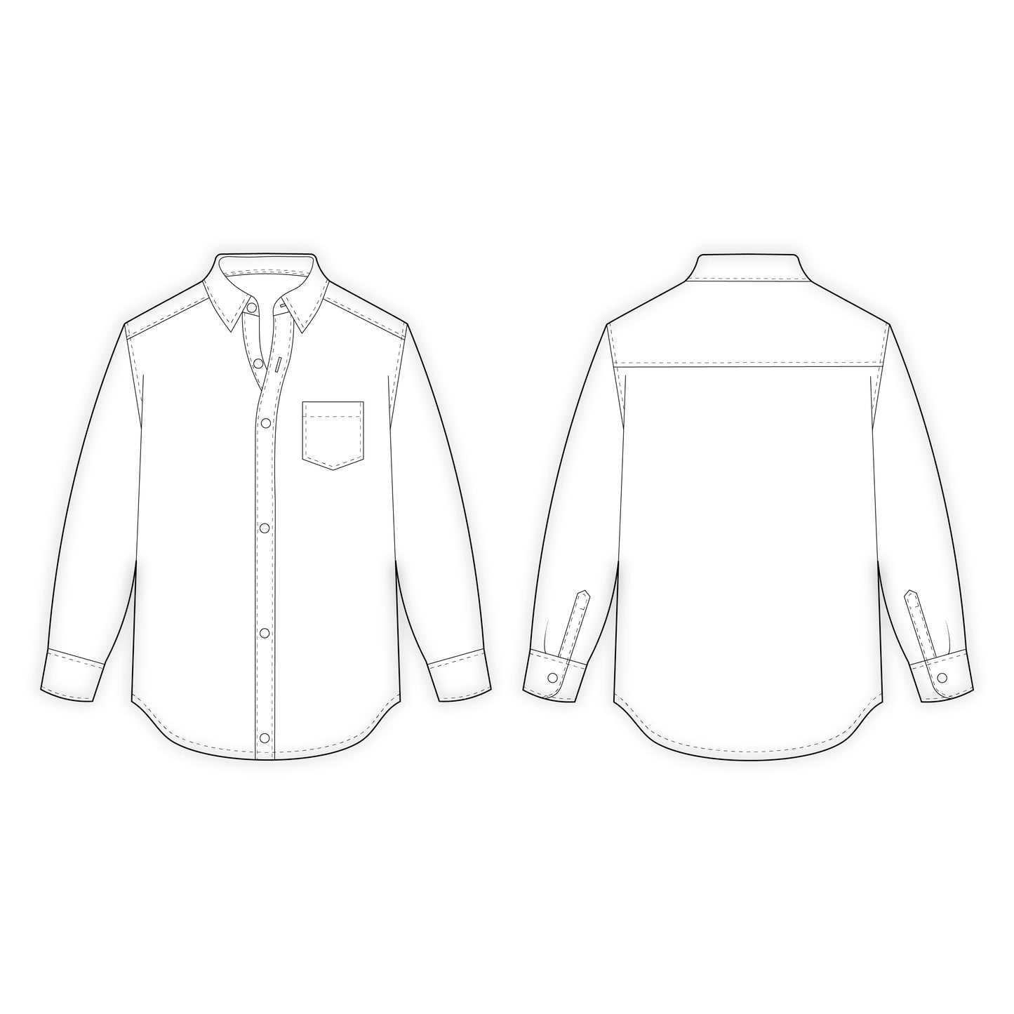 Men's Slim Fit Shirt Sewing Pattern - A0009-22-V-08