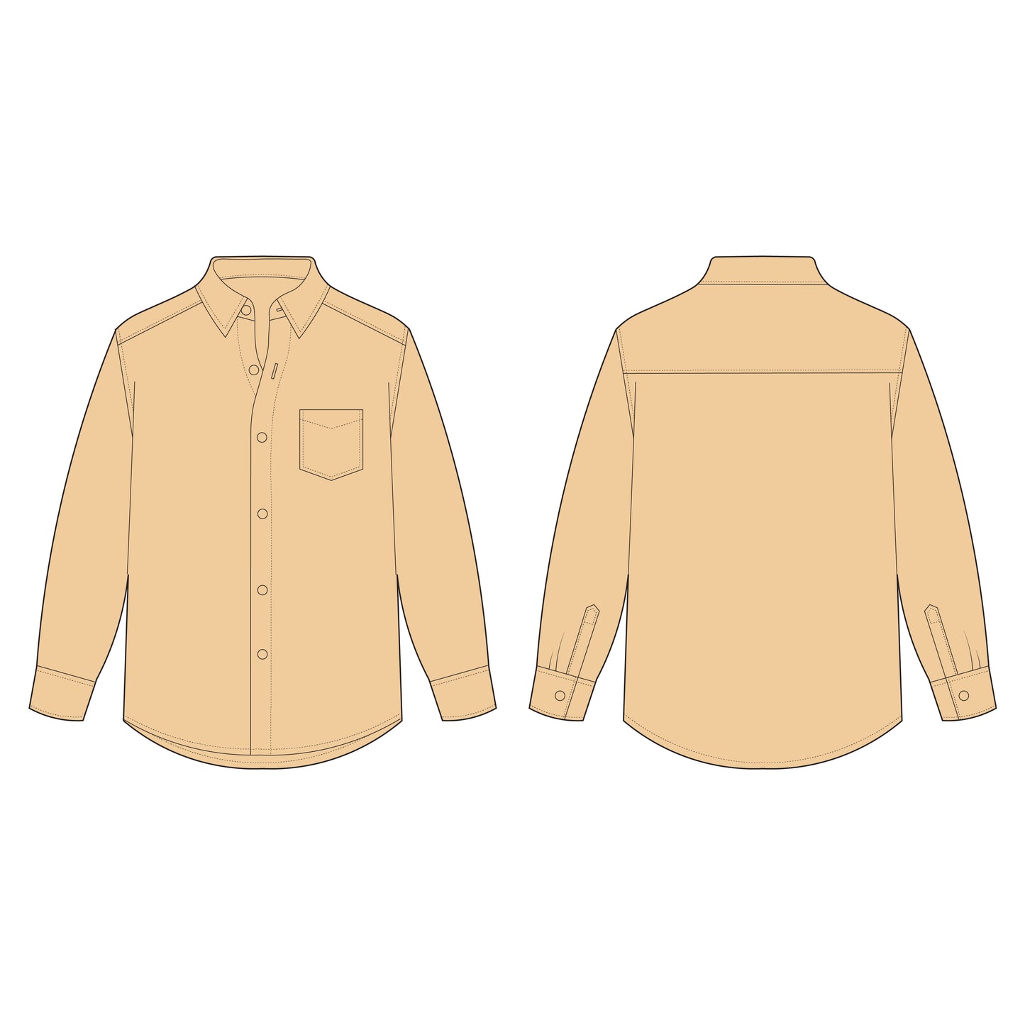 Men's Full Sleeves Regular Fit Shirt Sewing Pattern - A0003-26-Z-02