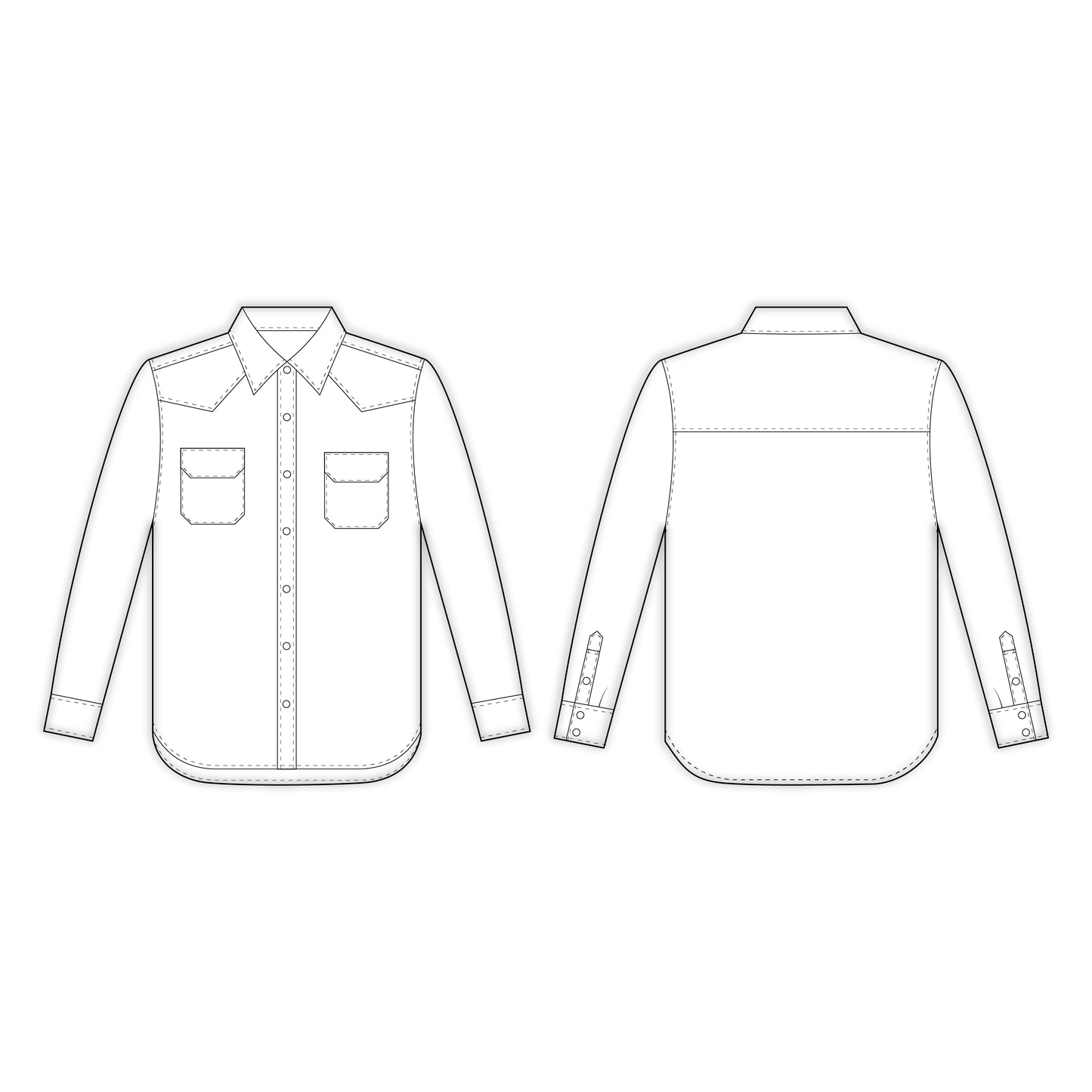 Men's Full Sleeves Regular Fit Shirt Sewing Pattern - A0004-26-Z-02
