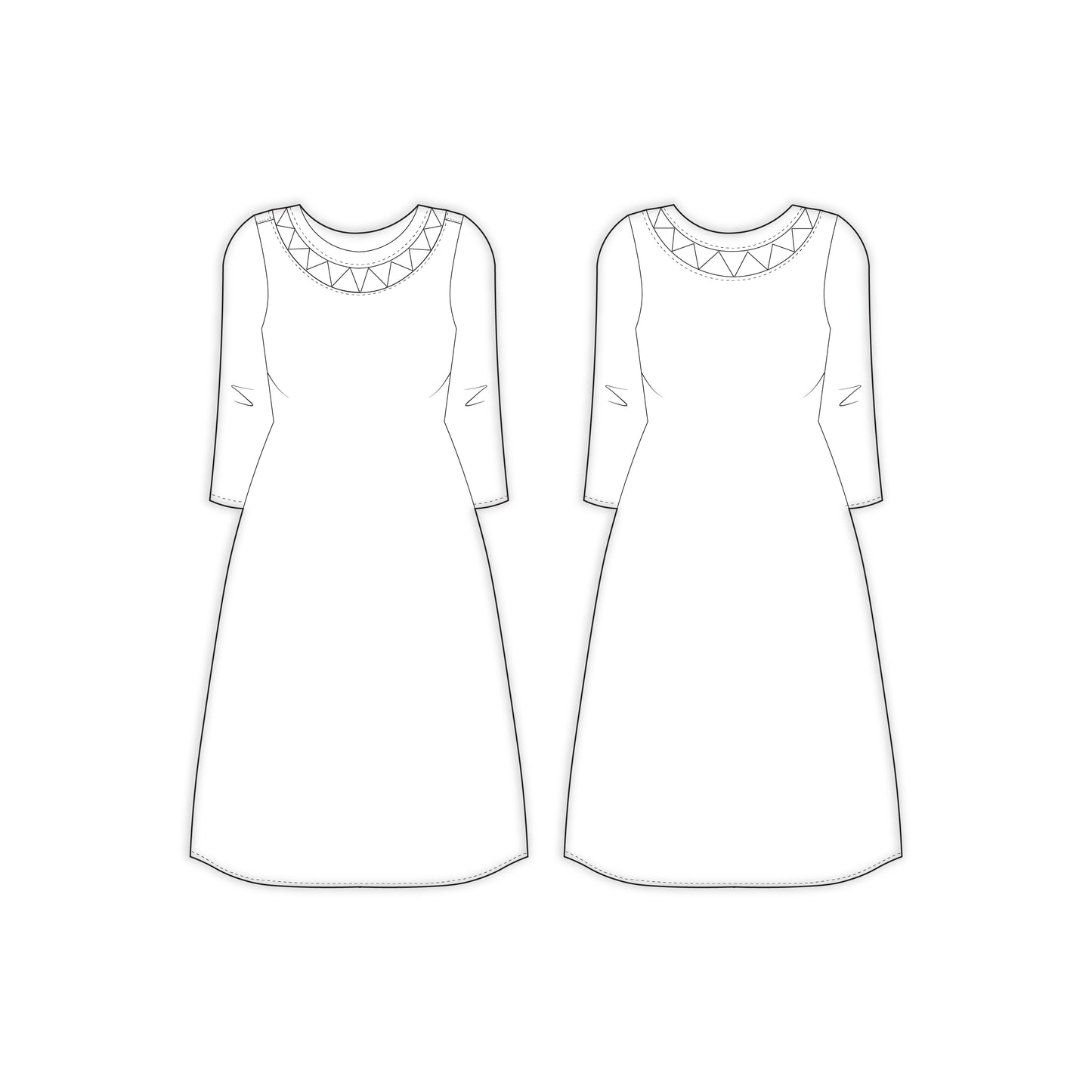 Women's Full Sleeves Regular Fit Kurti Sewing Pattern - A0004-23-W-2