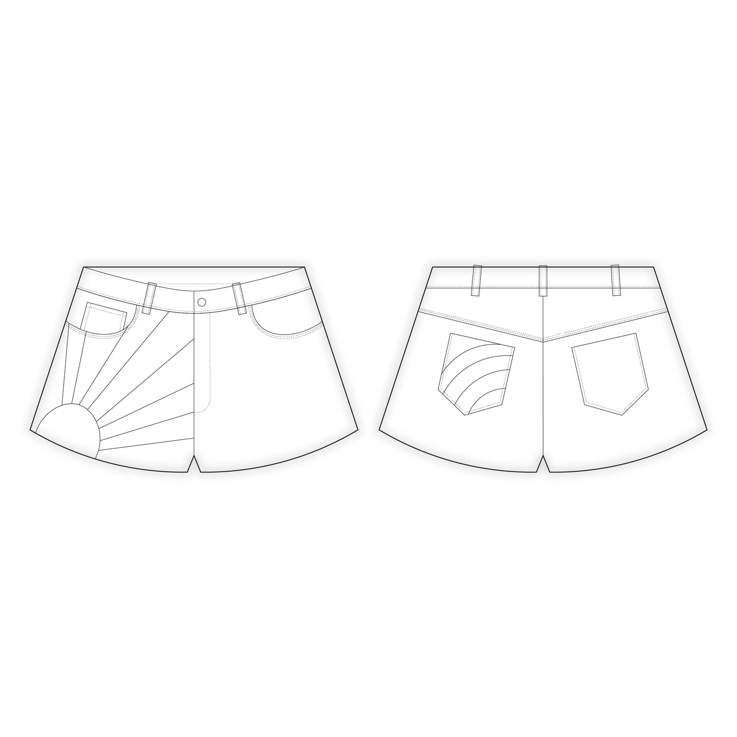 Women's Denim Shorts Sewing Pattern - A0007-22-V-2