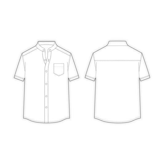 Men's Half Sleeves Shirt Chinese Collar Sewing Pattern - A0007-22-V-04