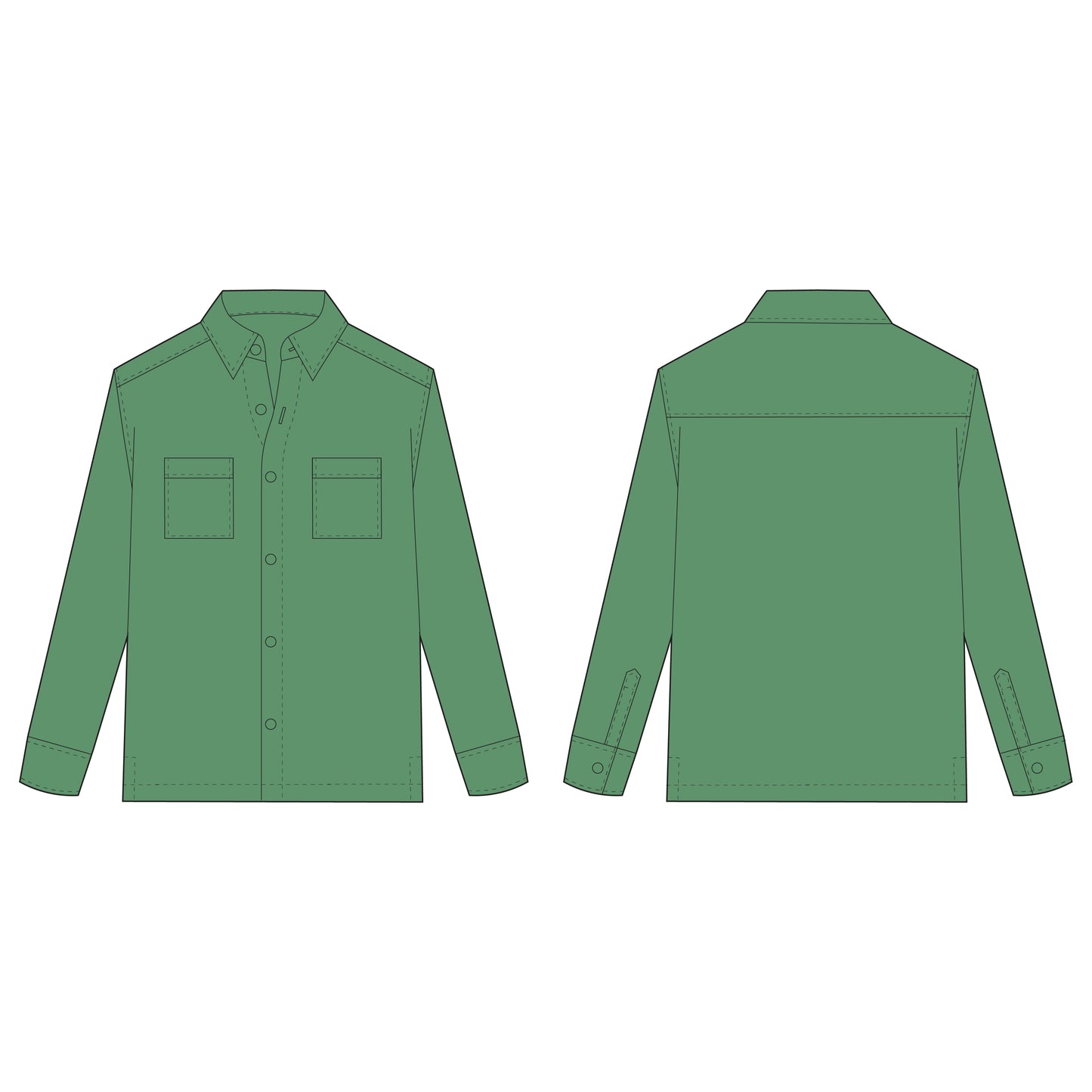 Men's Full Sleeves Shacket Sewing Pattern - A0017-22-V-04