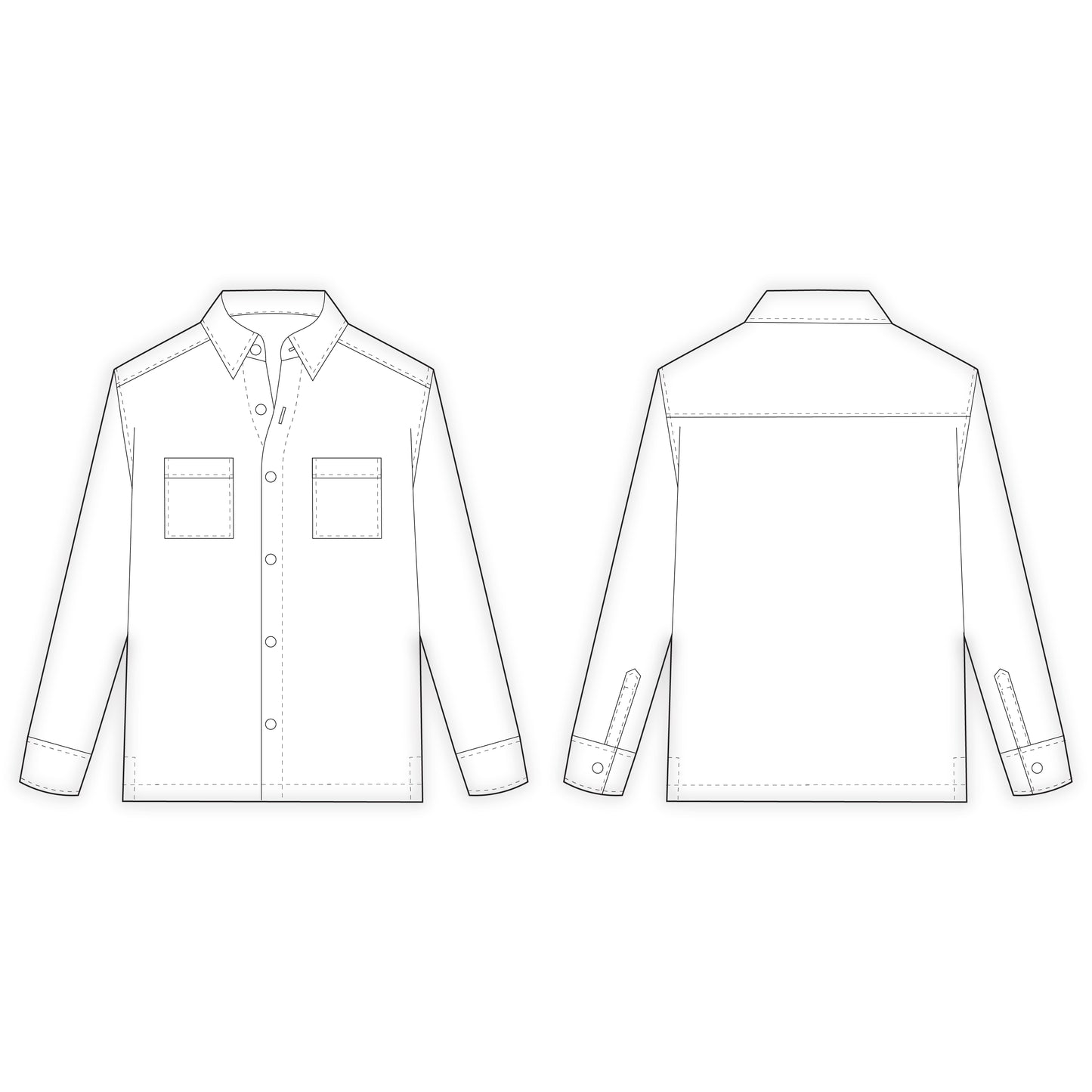 Men's Full Sleeves Shacket Sewing Pattern - A0017-22-V-04