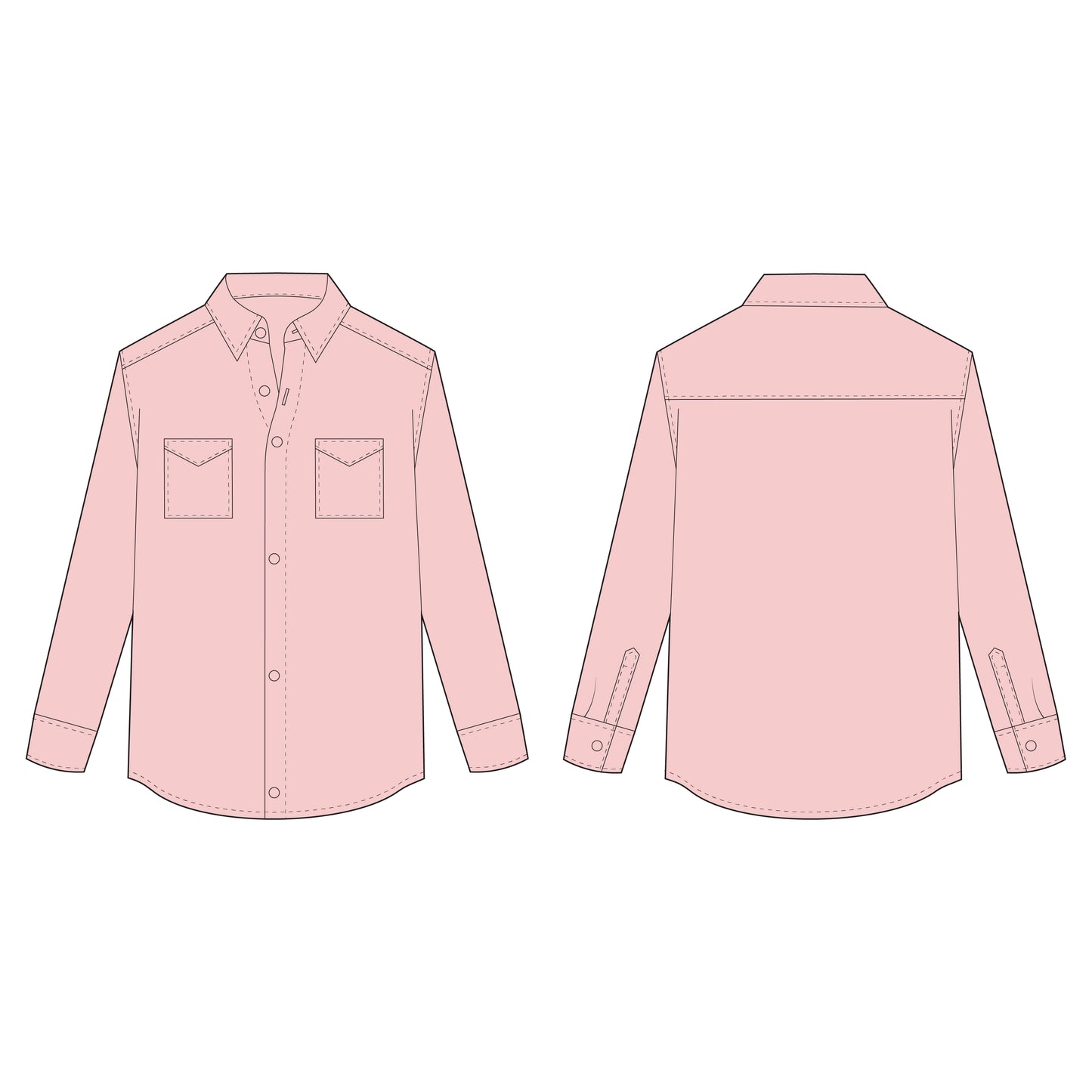 Men's Full Sleeves Shacket Sewing Pattern - A0018-22-V-04