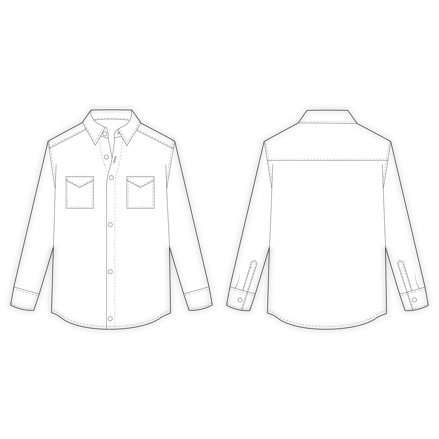 Men's Full Sleeves Shacket Sewing Pattern - A0018-22-V-04