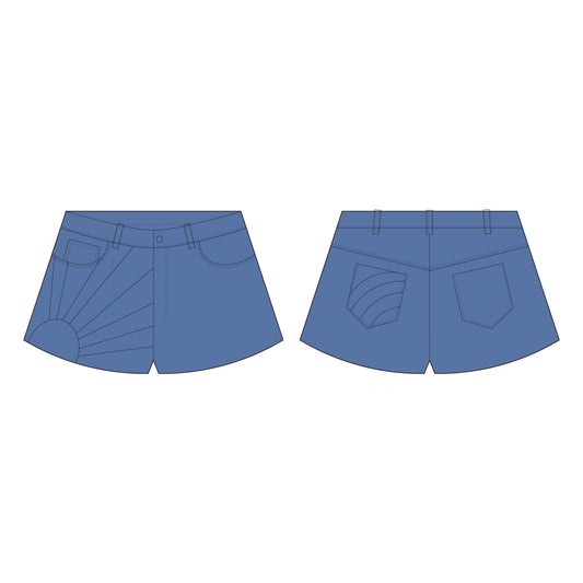 Women's Denim Shorts Sewing Pattern - A0007-22-V-2