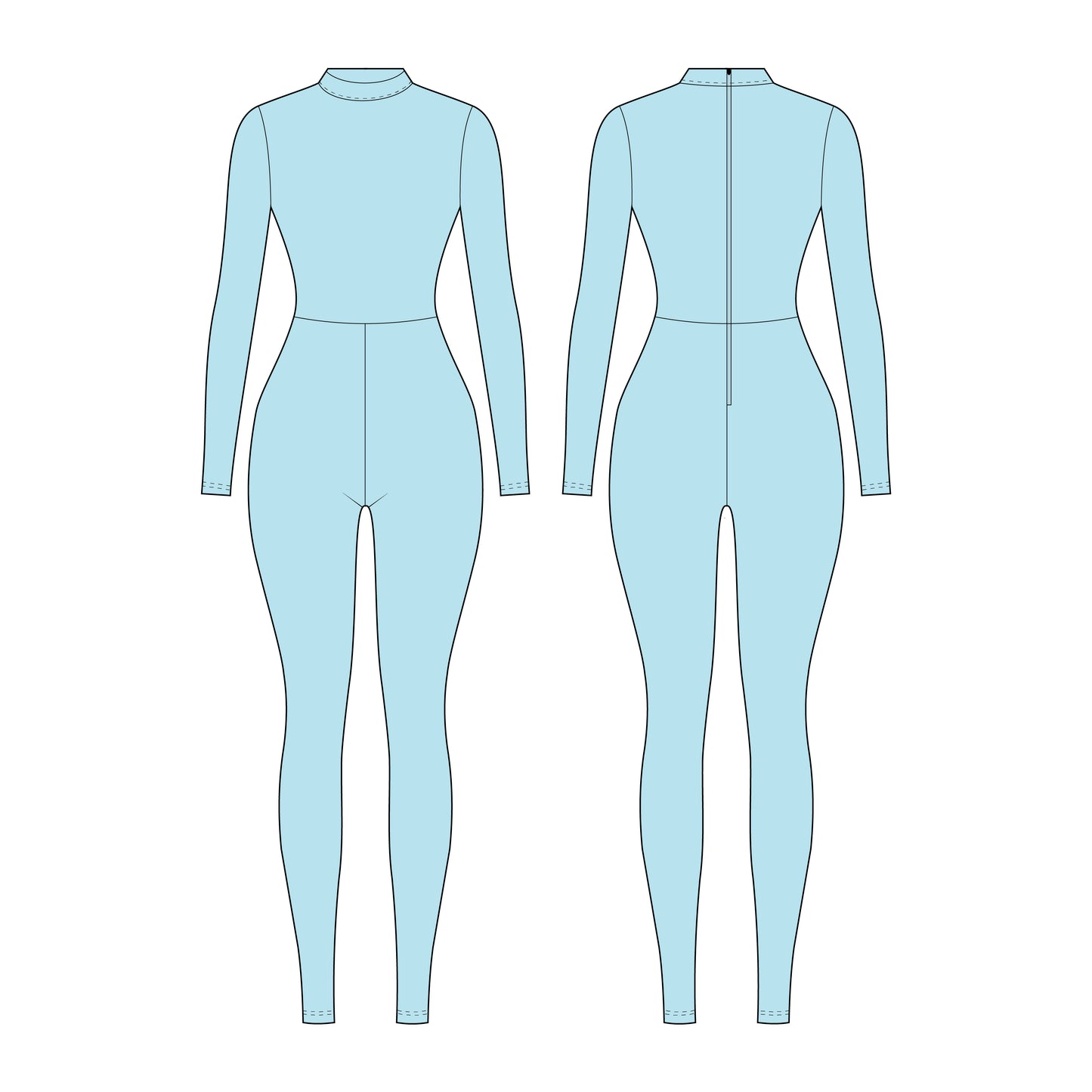 Women's Full Sleeves Jumpsuit Sewing Pattern - A0001-25-Y-7