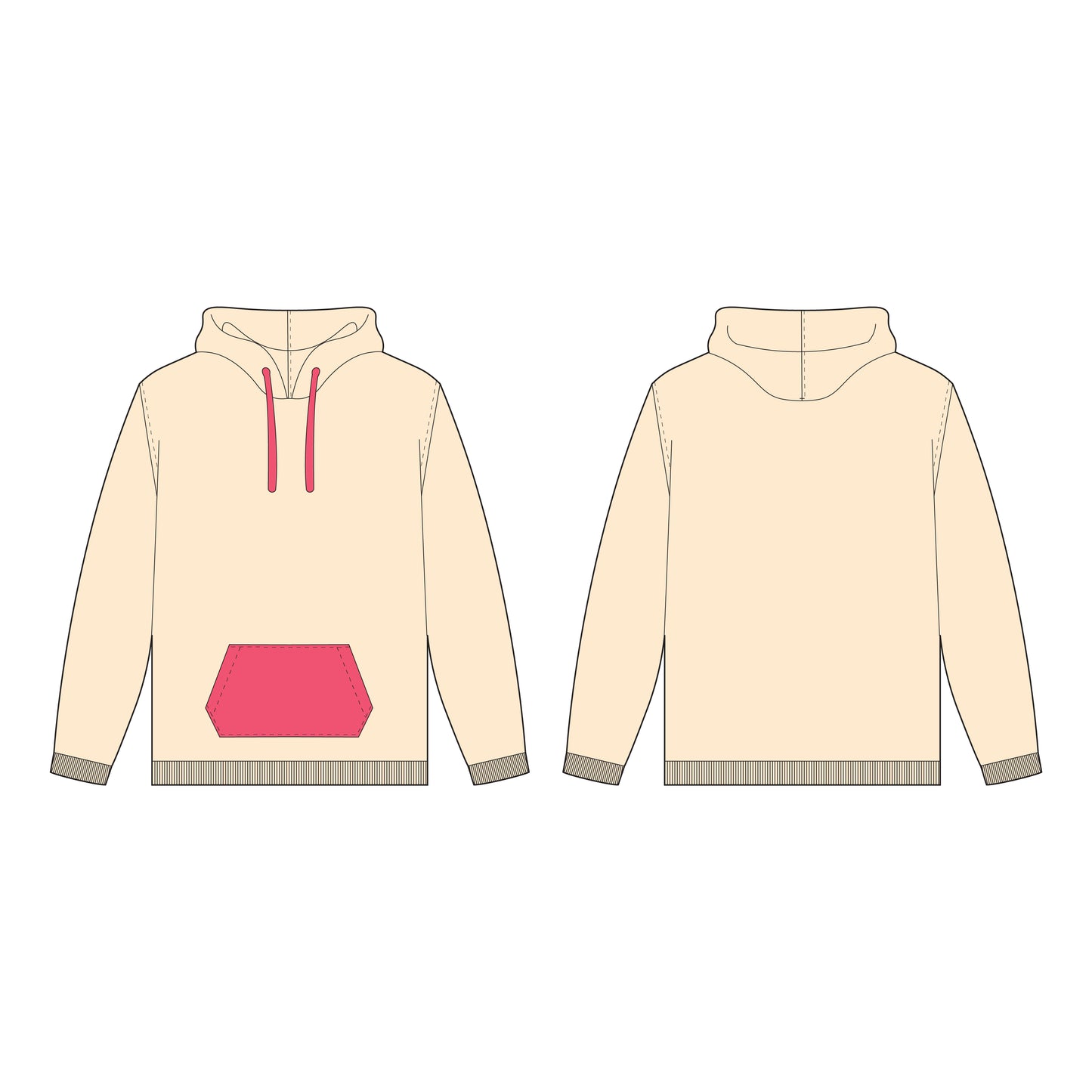 Men's Full Sleeves Hoodie Sewing Pattern - A0009-22-V-05