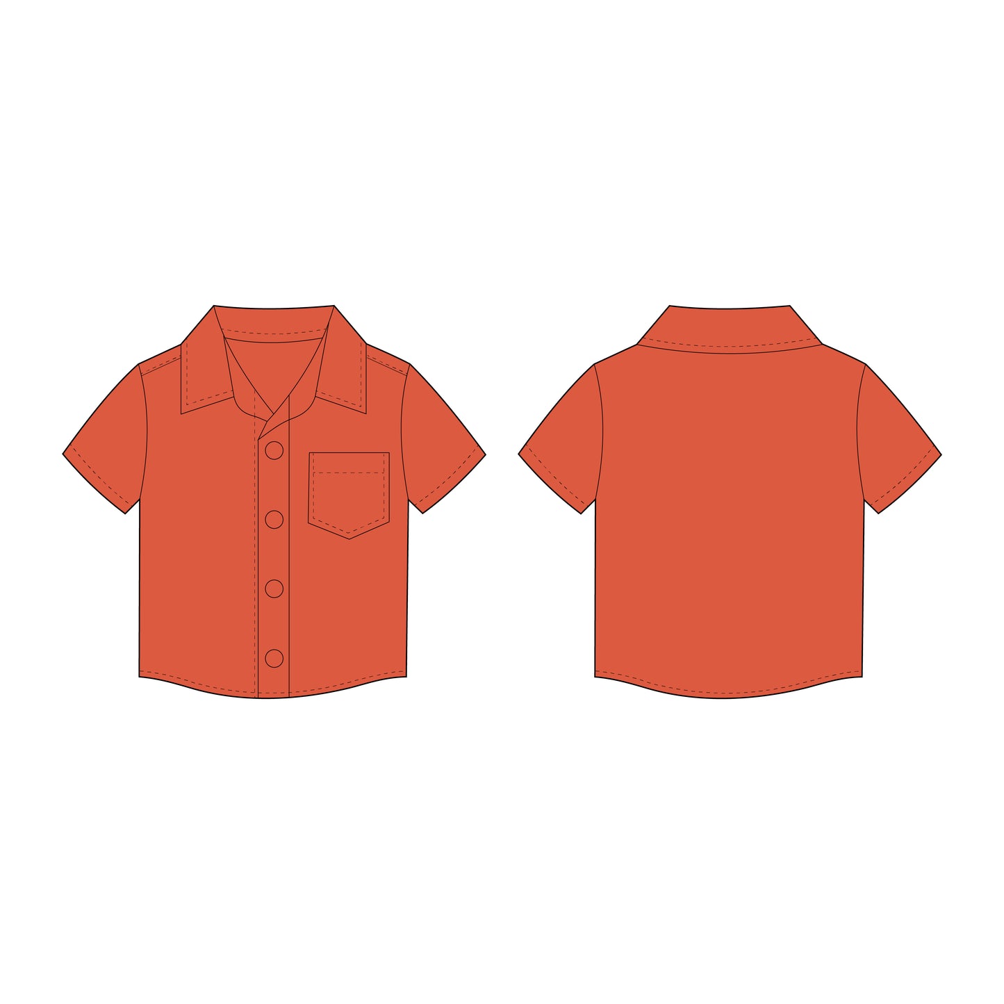 Kids - Boy's Half Sleeves Shirt Sewing Pattern - A0006-25-Y-8